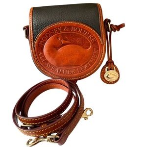 Dooney & Bourke Black and Brown Crossbody Bag with Embossed Logo